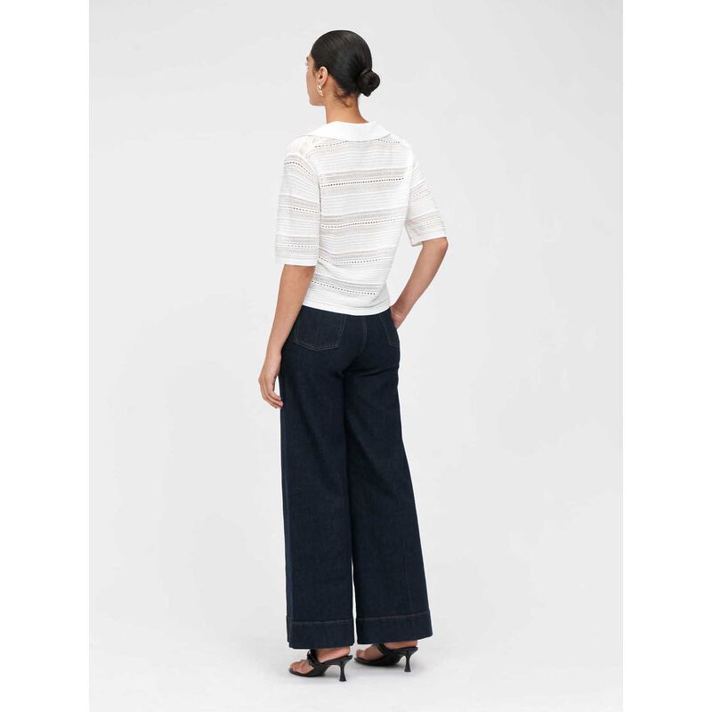 Veronika Maine Pointelle Polo Knit Shirt image number 1